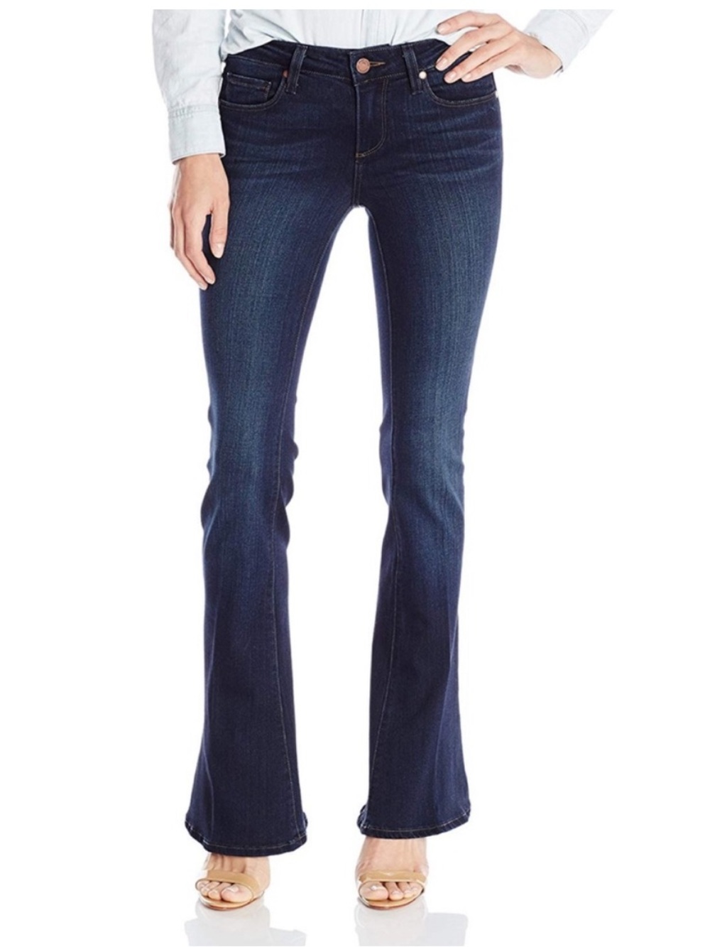 Paige Lou Lou Dark Indigo Flare Jeans 27 Stretch Y2K